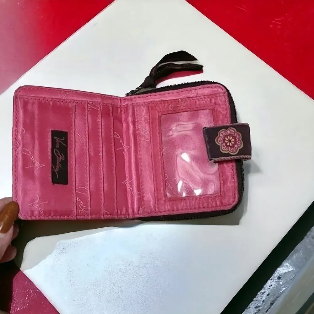 Vera Bradley Mini ID Case Wallet Mod Floral Pink Vintage Collection Quilted 4" - Picture 2 of 8